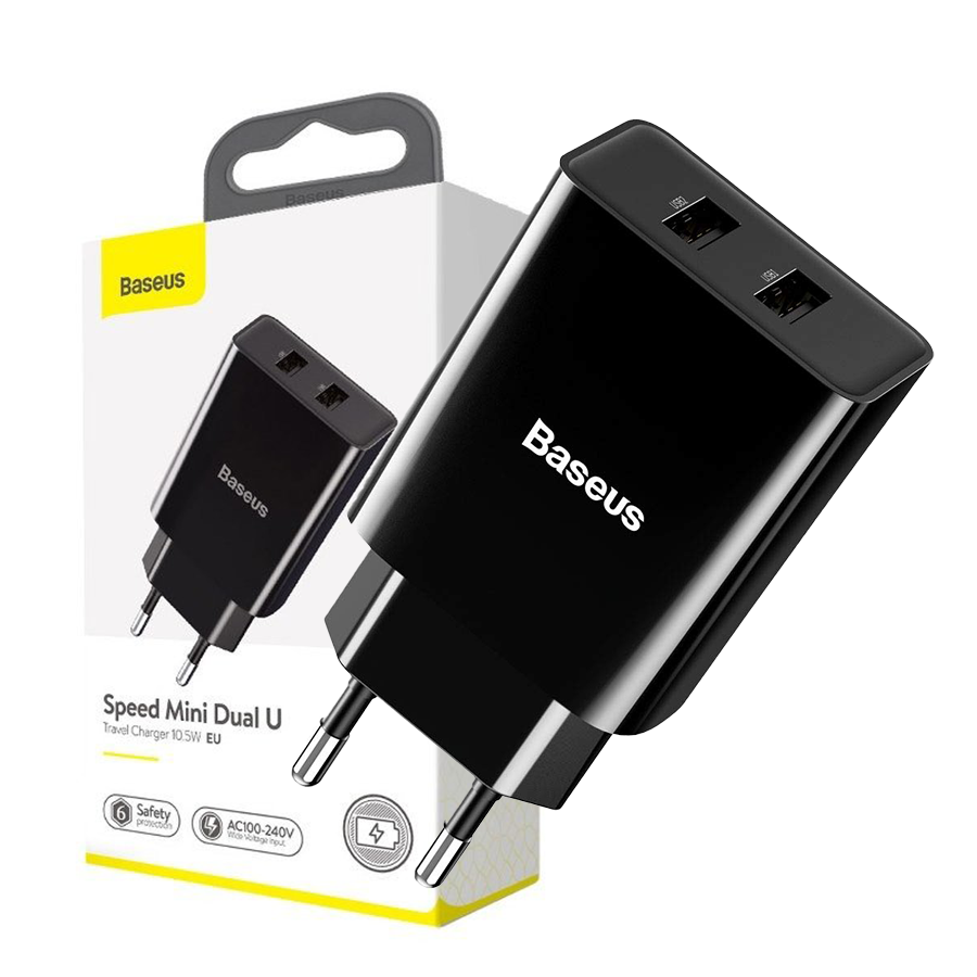 Baseus Speed Mini Dual Seyahat Şarjı 10.5W-Siyah CCFS-R01 telefondukkani.com.tr den satın alabilirsiniz.