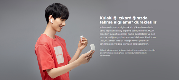 Xiaomi Mi True Wireless Earphones 2 Basic kulaklık çıkarıldığında duraklatır