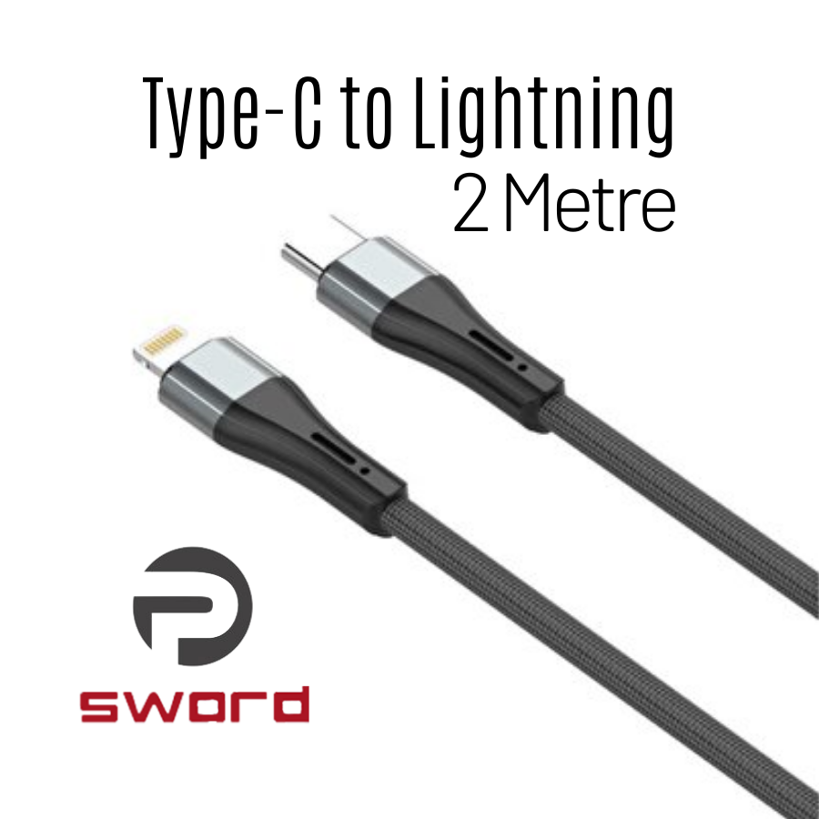 Sword Usb-C To Lightning 2 Metre Data Aktarımı ve Şarj Kablosu   Sword USB-C(Type-C) to Lightning Data aktarımı ve şarj kablosu, ürününüzün data iletişimini ve sağlıklı şarj olmasını sağlamak için tasarlanmıştır. Kumaş dokulu sağlam dış koruması uzun ömürlü kulanım için sizlere premium bir kalite sunmaktadır. 2 Metre kablo uzunluğu sayesinde cihazınız şarj olurken dahi onu rahatlıkla kulanabilirsiniz.