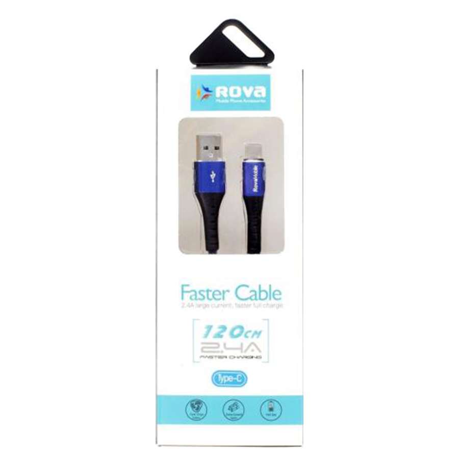 Rova Type C 2.4A Hızlı Şarj Kablosu 120 cm Mavi telefondukkani.com.tr den satın alabilirsiniz.