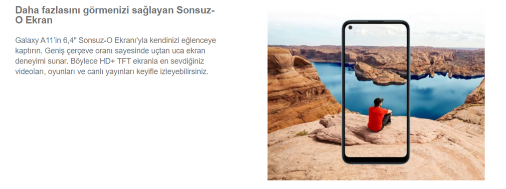 Samsung Galaxy A11 32GB 2GB Ram 6.4 inç Cep Telefonu sonsuz-o ekran