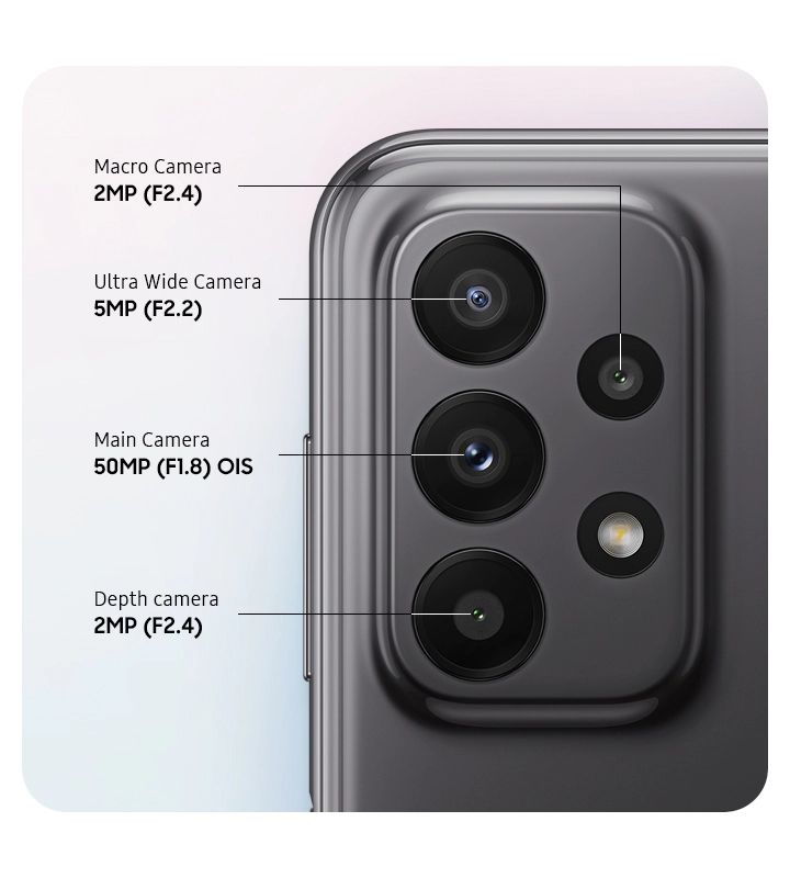50MP Ana Kamera ile hatırlamaya değer anlarınızı tüm ayrıntılarıyla ölümsüzleştirin. Ultra Geniş Açılı Kamera ile görüş açınızı daha da genişletin. Derinlik Kamerası ile kamera odağını kişileştirin ya da ayrıntıları yakalamak için Makro Kamera ile daha da yakınlaşın.