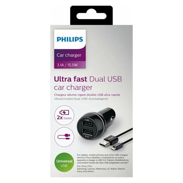 Philips Ultra Fast Dual Usb Araç Şarjı 3.1A 15.5W